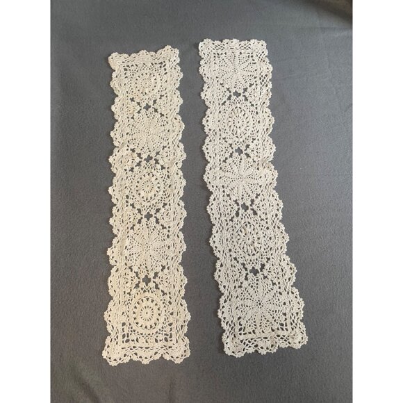 Vintage Handmade Crochet Lace Doilies 5x21 Set of 2 - Picture 6 of 7
